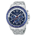 Pulsar On the Go Men's Chronograph Bracelet Watch W/ Blue Dial